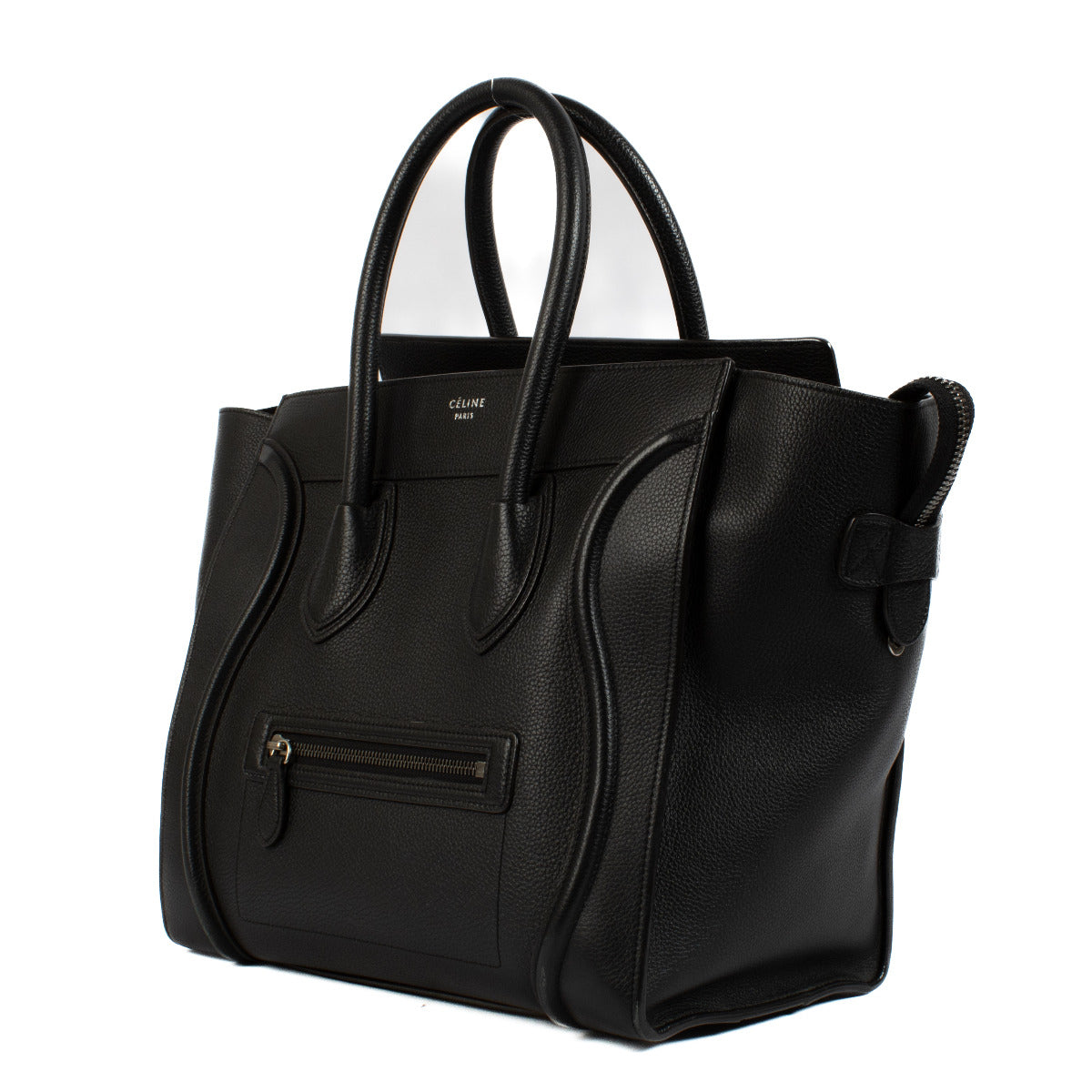 Celine Black Drummed Leather Medium Luggage Bag
