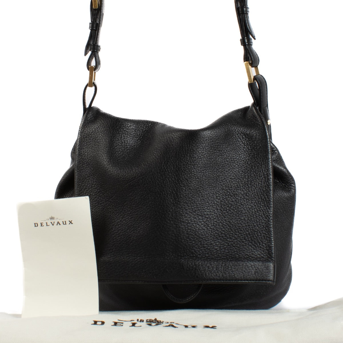 Shop safe online at Labellov in Antwerp, Brussels and Knokke this 100% authentic second hand Delvaux Black Cerf Le Leon PM Shoulder Bag