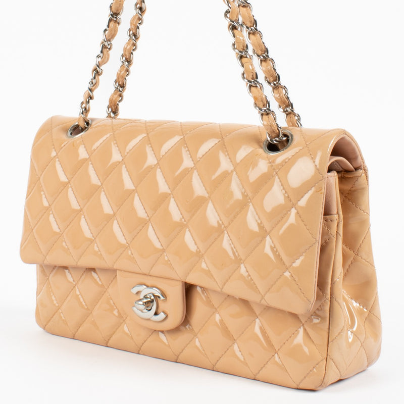 shop 100% authentic second hand Chanel Beige Patent Medium Classic Flap Bag on Labellov.com