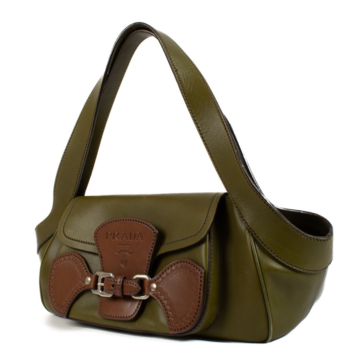 Shop 100% authentic Prada Kaki Leather Shoulder Bag at Labellov.com.