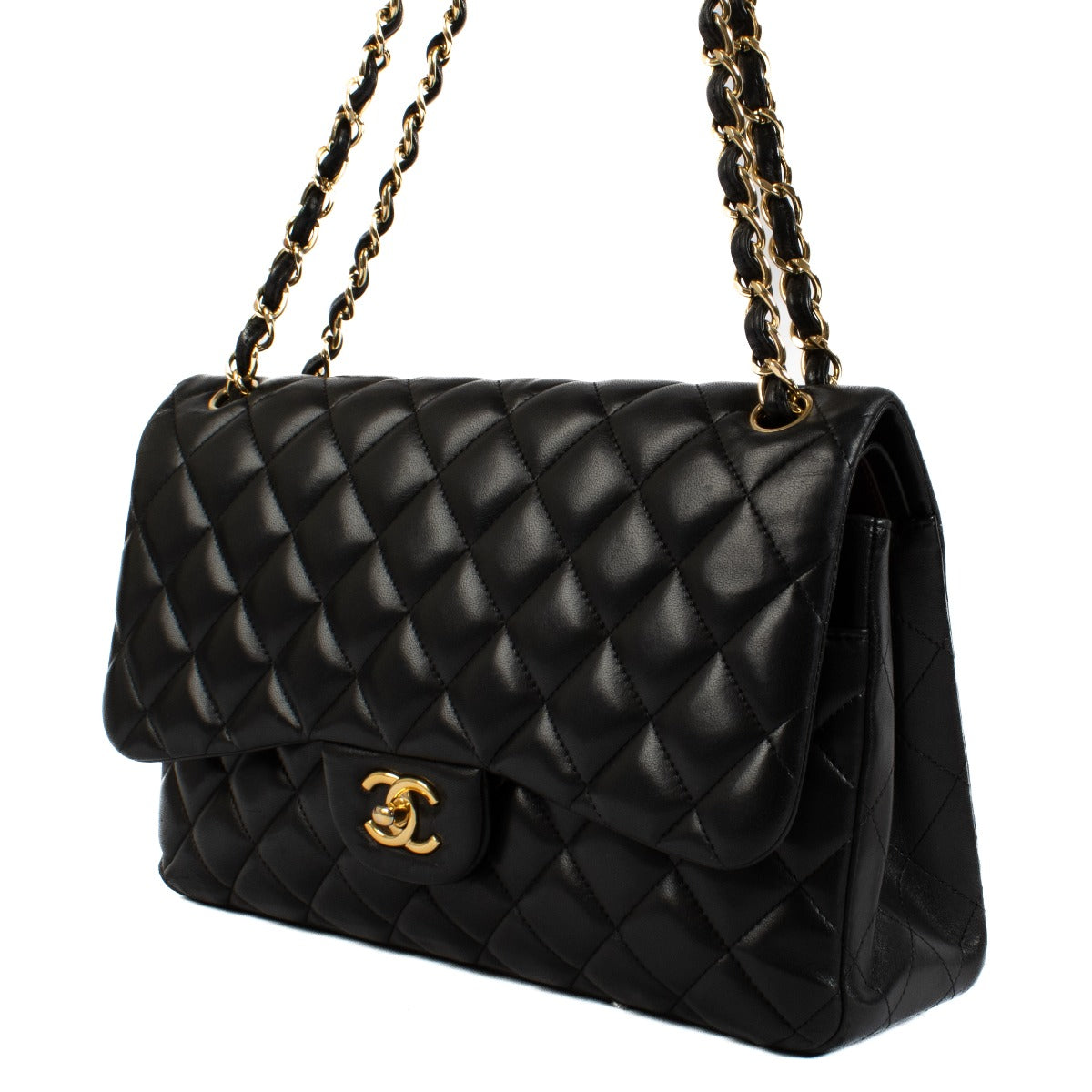 Shop safe online at Labellov in Antwerp, Brussels and Knokke this 100% authentic second hand Chanel Black Lambskin Large Classic Flap Bag