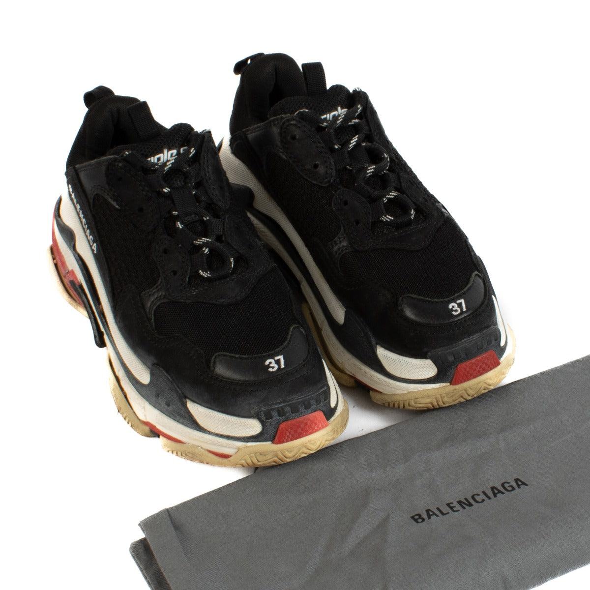 Shop 100% authentic second-hand Balenciaga Black/White/Red Triple S Sneakers - Size 37 on Labellov.com