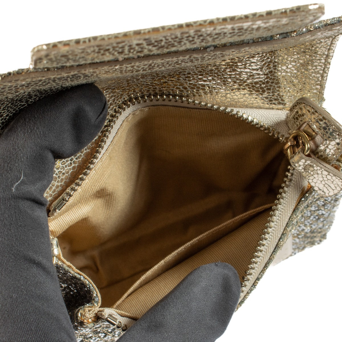 Shop 100% authentic secondhand Jimmy Choo Gold Rebel Glitter Mini Crossbody Bag online on Labellov.com