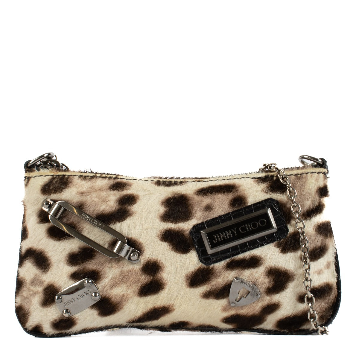 Jimmy Choo Leopard Print Pony Hair Mini Chain Bag