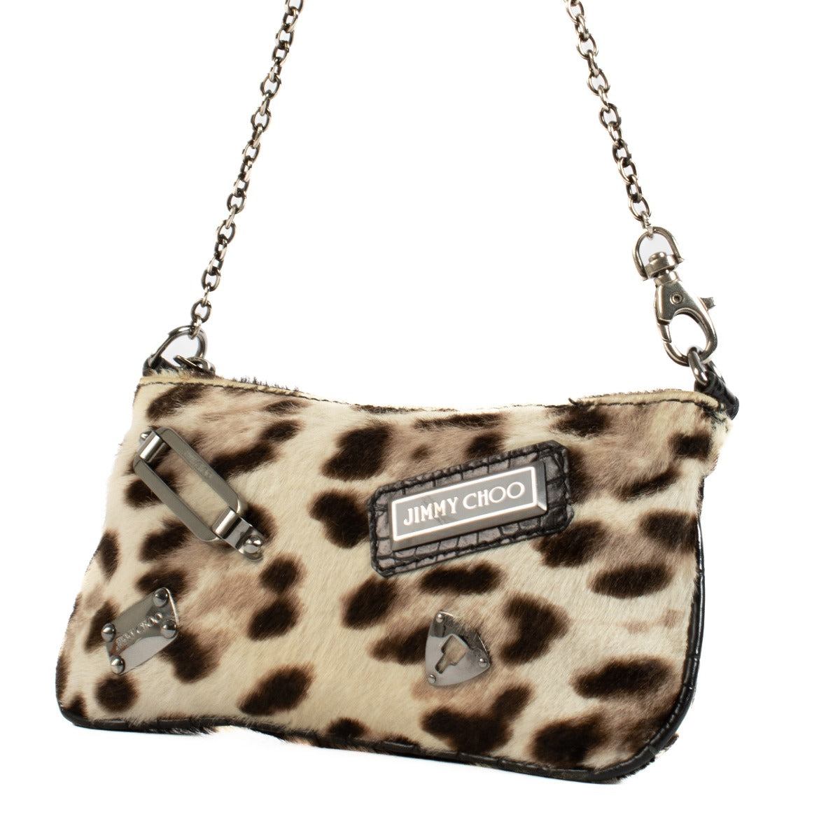 Jimmy Choo Leopard Print Pony Hair Mini Chain Bag