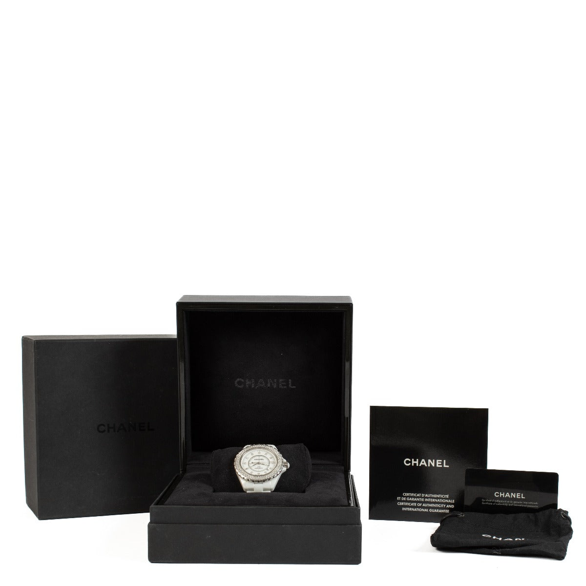 Shop authentic second hand vintage Chanel White Ceramic Diamonds J12 42mm H2013 Watch on www.labellov.com