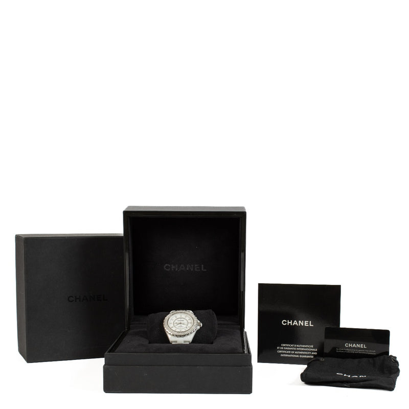 Shop authentic second hand vintage Chanel White Ceramic Diamonds J12 42mm H2013 Watch on www.labellov.com