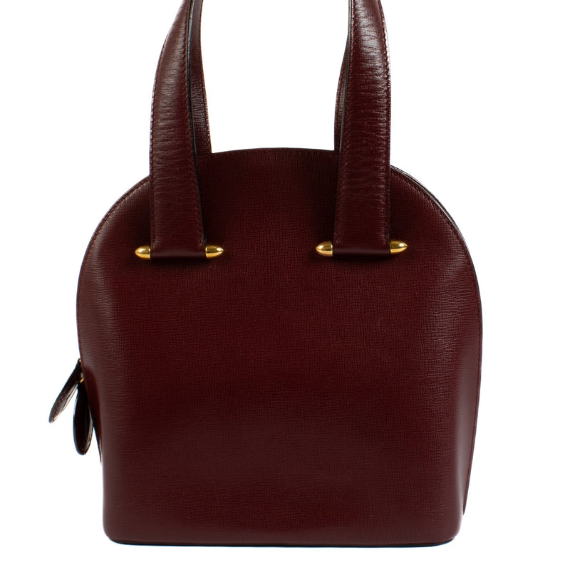 Shop safe online at Labellov in Antwerp, Brussels and Knokke this 100% authentic second hand Cartier Vintage Burgundy Mustline Rounder Tote Bag