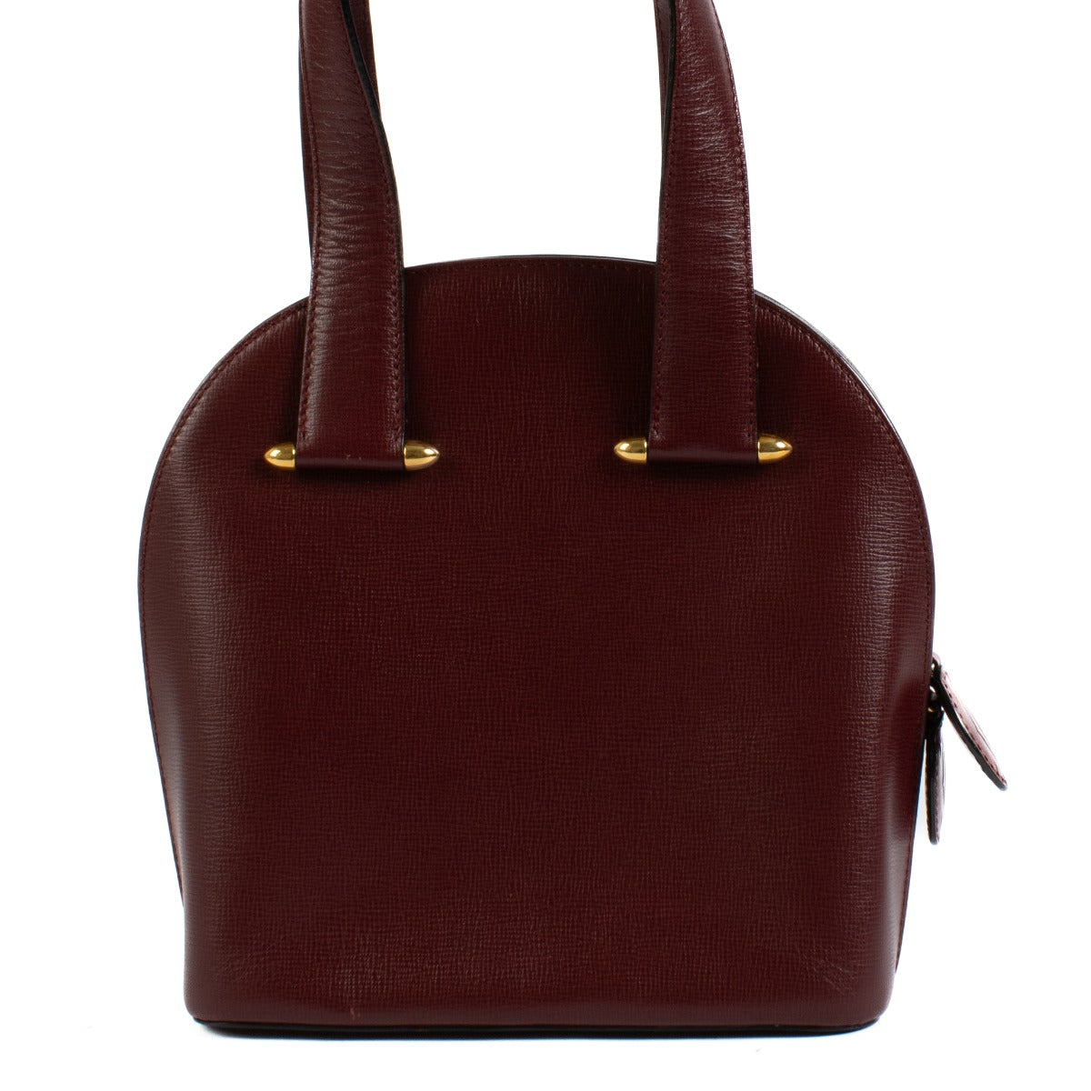 Shop safe online at Labellov in Antwerp, Brussels and Knokke this 100% authentic second hand Cartier Vintage Burgundy Mustline Rounder Tote Bag