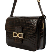 Shop safe online at Labellov in Antwerp, Brussels and Knokke this 100% authentic second hand Delvaux Brown Shiny Crocodile Bourgogne Bag