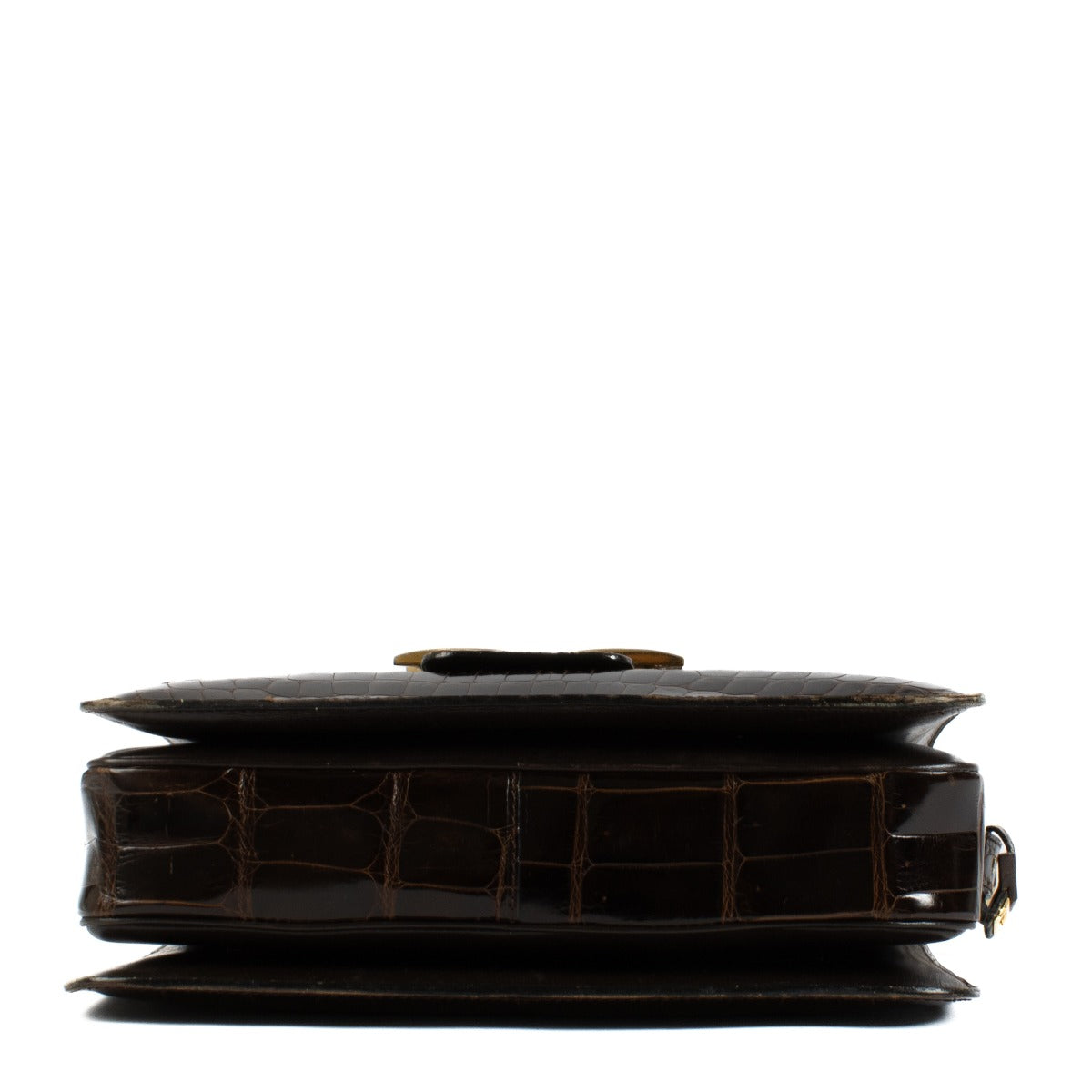 Delvaux Bruine Glanzende Krokodil Bourgogne Tas