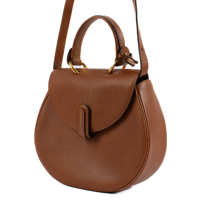 shop 100% authentic second hand Delvaux Cognac Leather Round Bag on Labellov.com