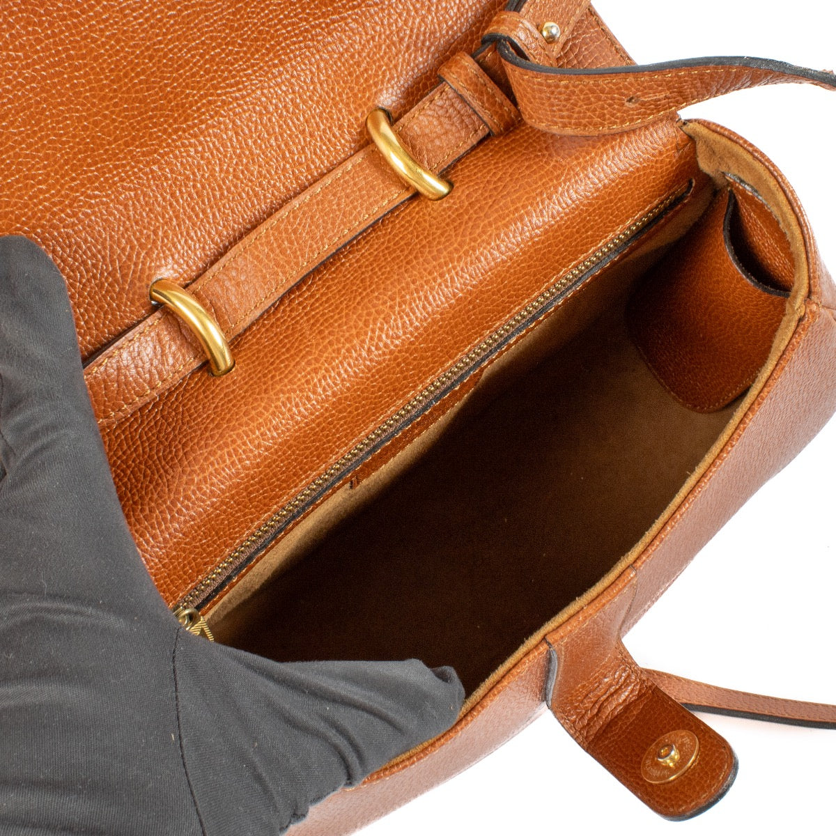 shop 100% authentic second hand Delvaux Cognac Leather Round Bag on Labellov.com