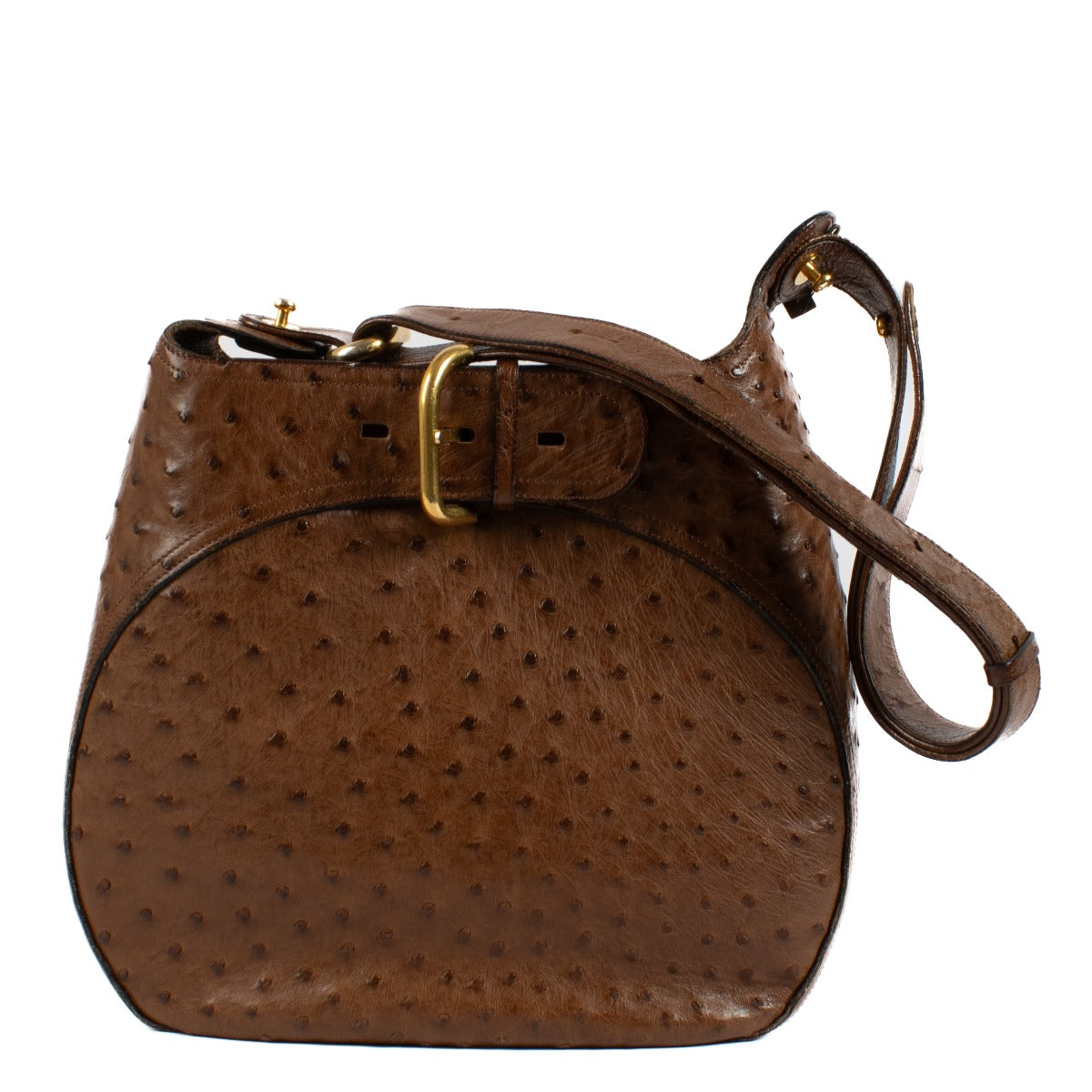 Shop safe online at Labellov in Antwerp, Brussels and Knokke this 100% authentic second hand Delvaux Brown Ostrich Souverain Shoulder Bag