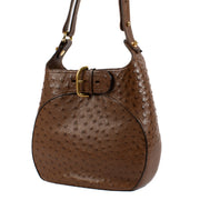 Shop safe online at Labellov in Antwerp, Brussels and Knokke this 100% authentic second hand Delvaux Brown Ostrich Souverain Shoulder Bag