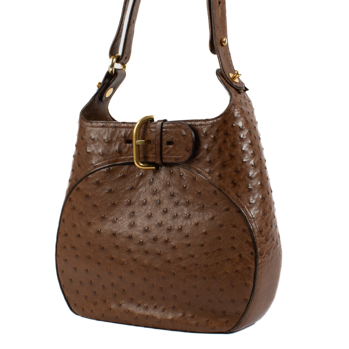 Shop safe online at Labellov in Antwerp, Brussels and Knokke this 100% authentic second hand Delvaux Brown Ostrich Souverain Shoulder Bag