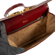 Shop 100% authentic Delvaux Burgundy Leather Double D Vintage Top Handle at Labellov.com.