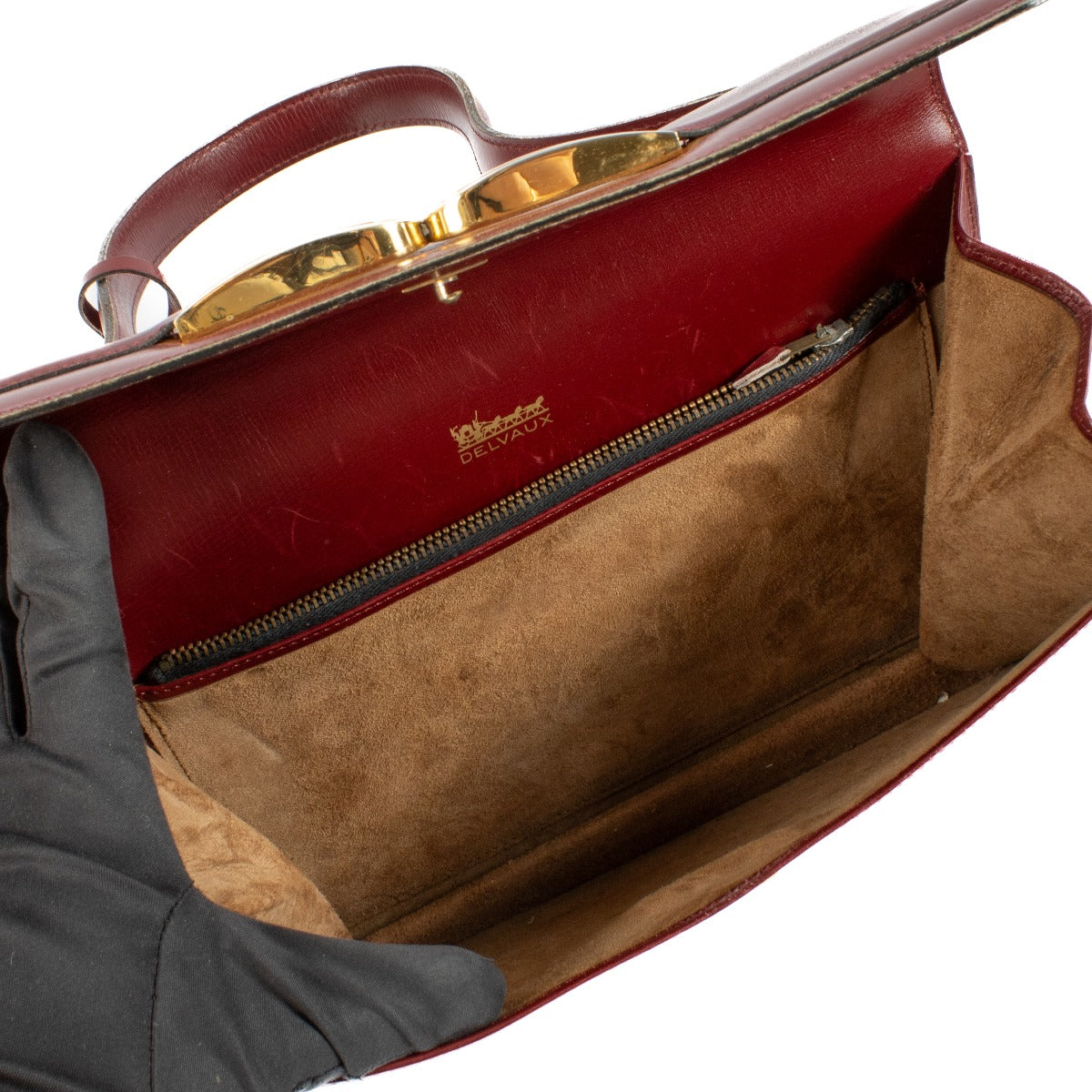 Shop 100% authentic Delvaux Burgundy Leather Double D Vintage Top Handle at Labellov.com.