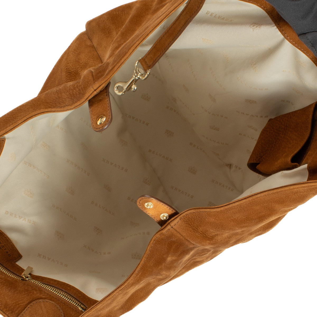 Authentic second hand Delvaux Cognac Nubuck Louise Cabas Bag on labellov.com