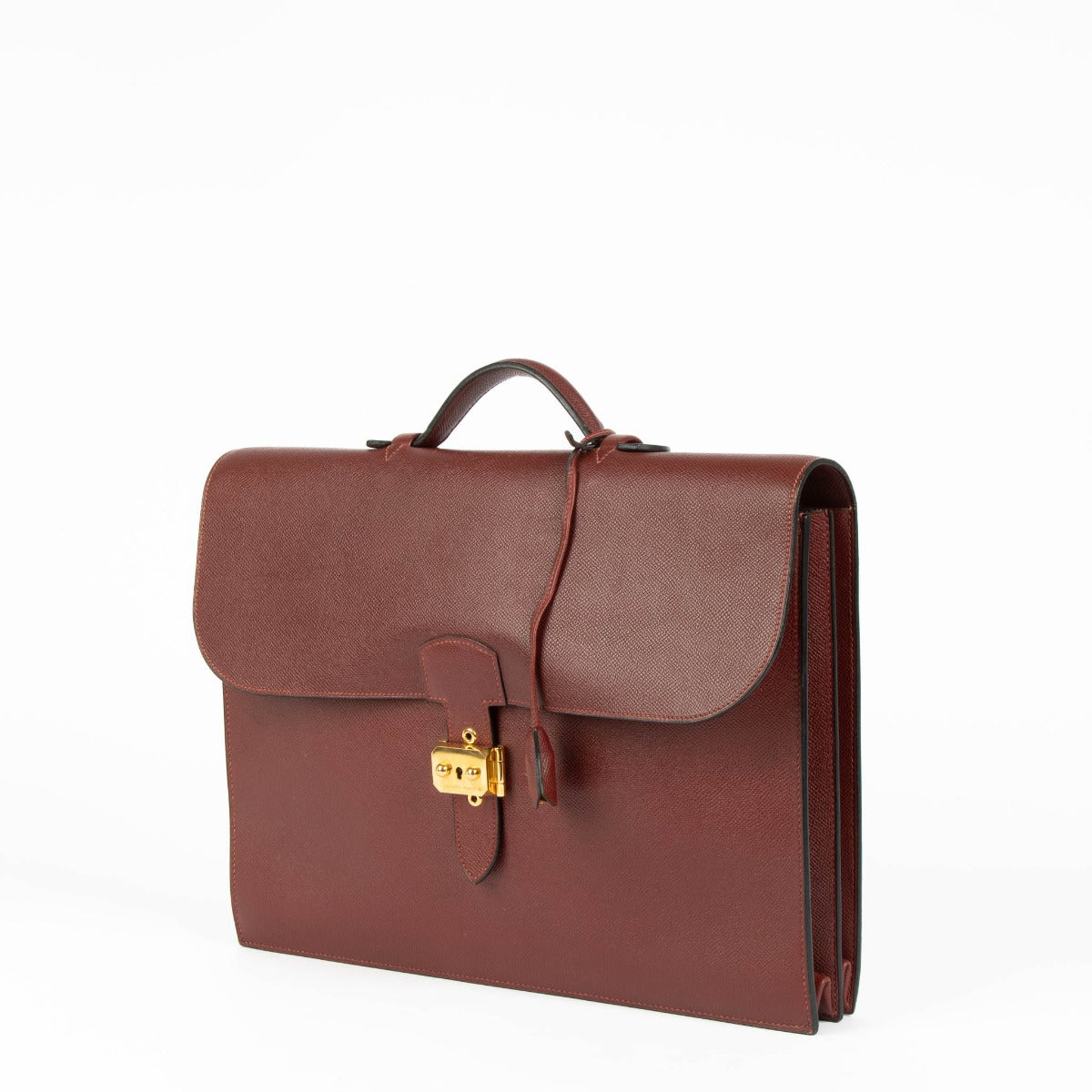 Hermès Sac a Depeches 38 Red Courchevel GHW