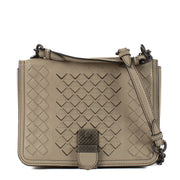 Shop safe online at Labellov in Antwerp, Brussels and Knokke these 100% authentic second hand Bottega Veneta Taupe Mini Runway Crossbody Bag