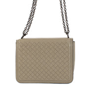 Shop safe online at Labellov in Antwerp, Brussels and Knokke these 100% authentic second hand Bottega Veneta Taupe Mini Runway Crossbody Bag