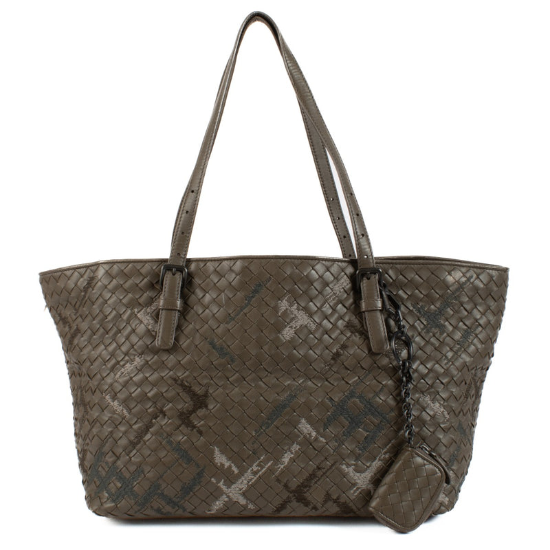 Bottega Veneta Brown Embroidered Intracciato Cesta Tote Bag