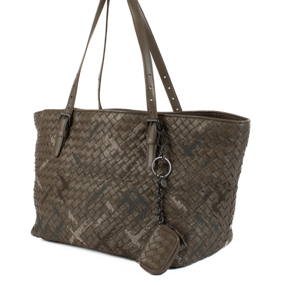 Sac cabas Bottega Veneta Intrecciato Cesta brodé marron