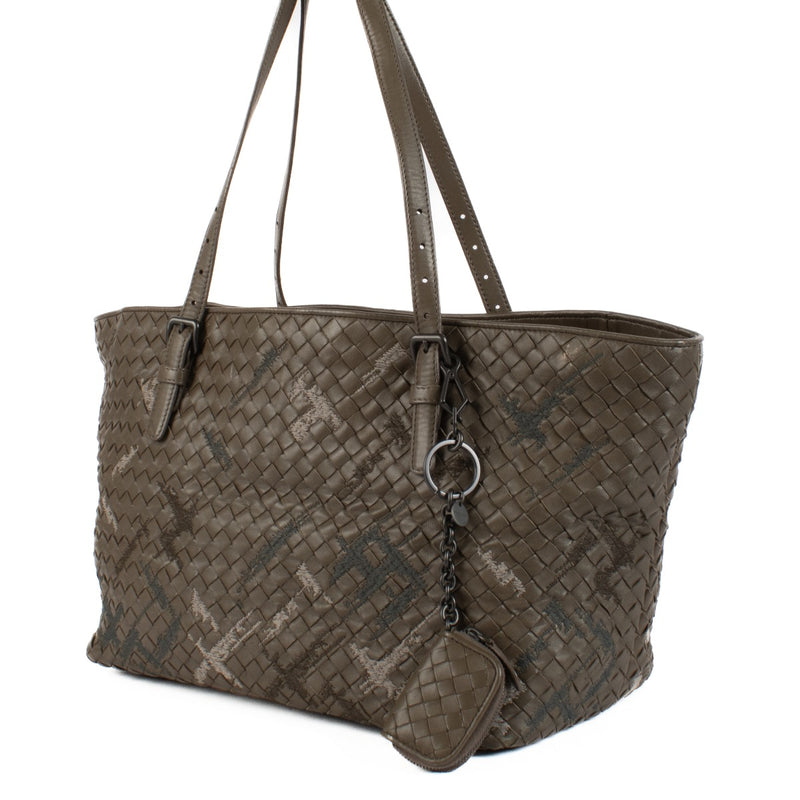 Bottega Veneta Brown Embroidered Intracciato Cesta Tote Bag