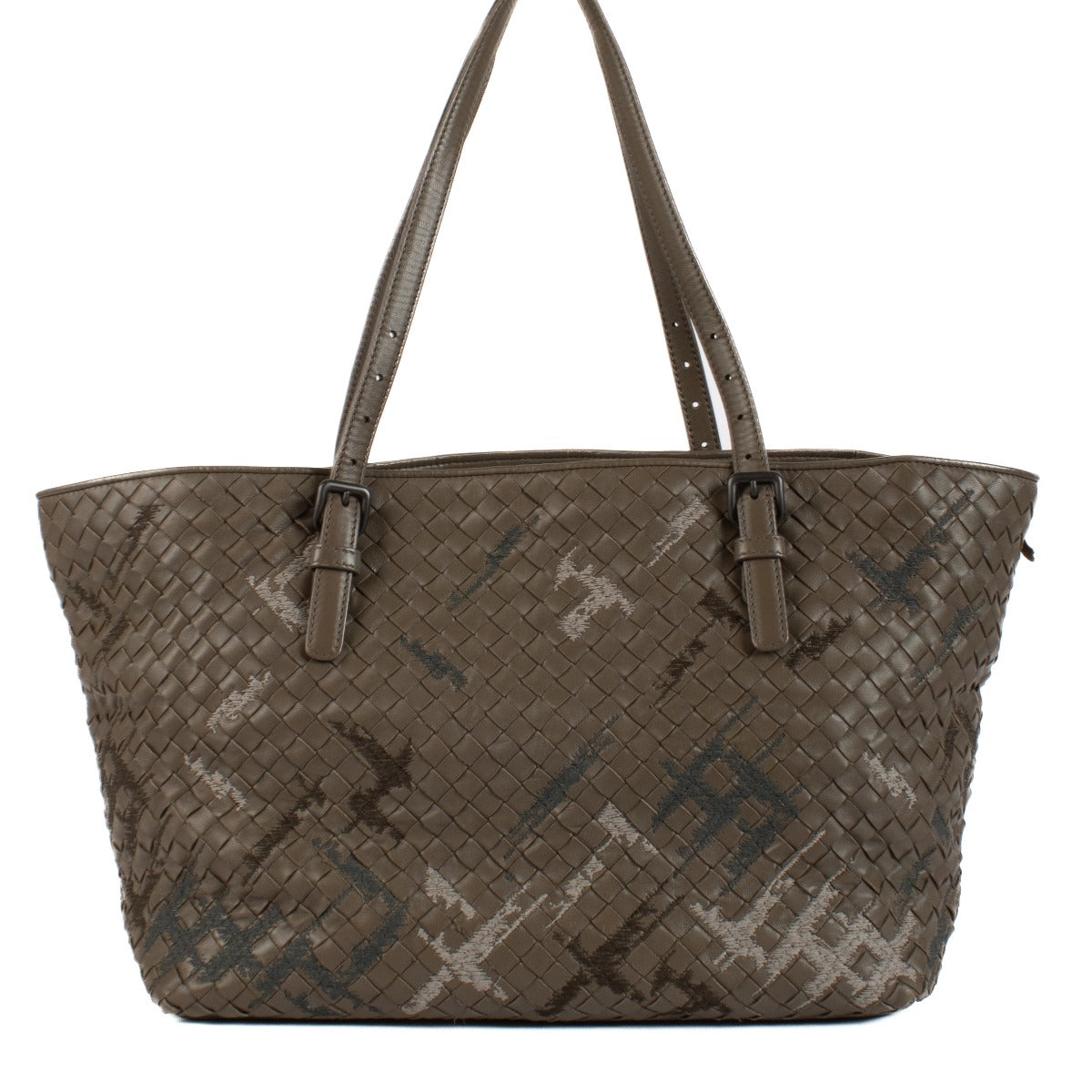 Sac cabas Bottega Veneta Intrecciato Cesta brodé marron