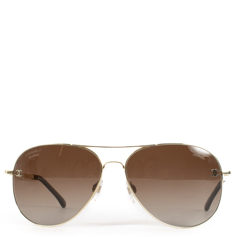 Chanel Gold 4189 Aviator Sunglasses