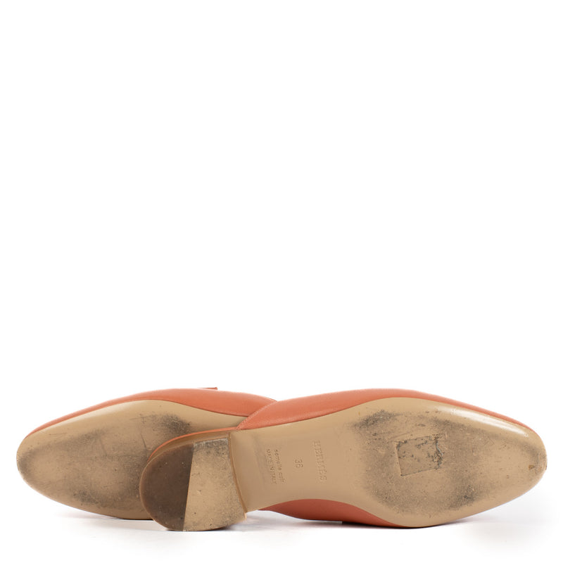Hermès Salmon Pink Trocadero Mules - size 36