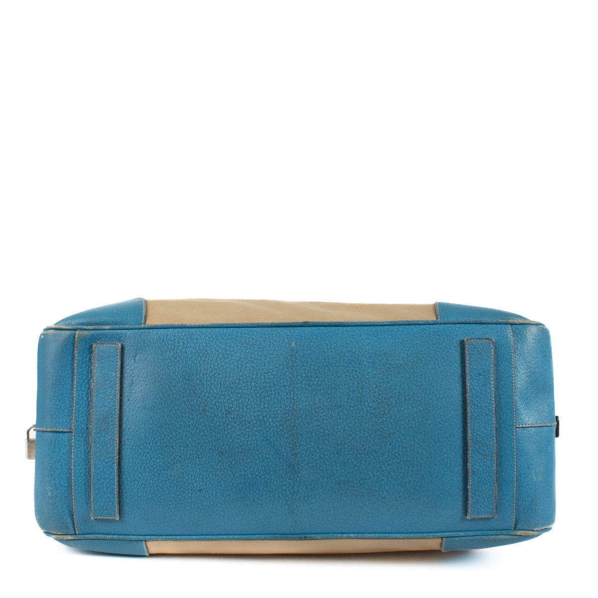 Prada Canvas/Blue Leather Large Duffle Bag