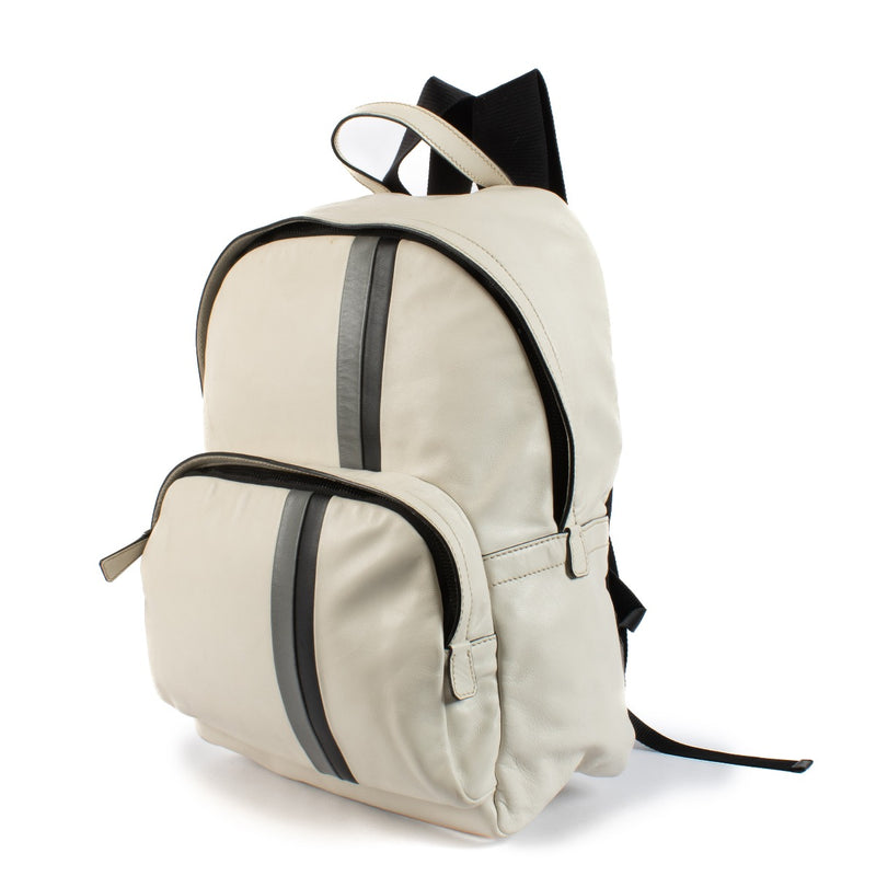 Prada White Leather Striped Backpack