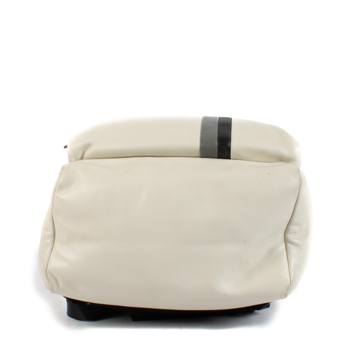 Sac à dos rayé en cuir blanc Prada