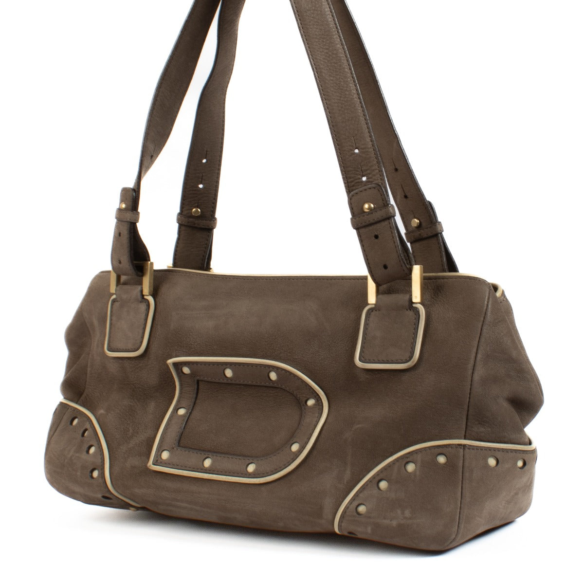 Shop safe online at Labellov in Antwerp, Brussels and Knokke this 100% authentic second hand Delvaux Taupe Nubuck Bag