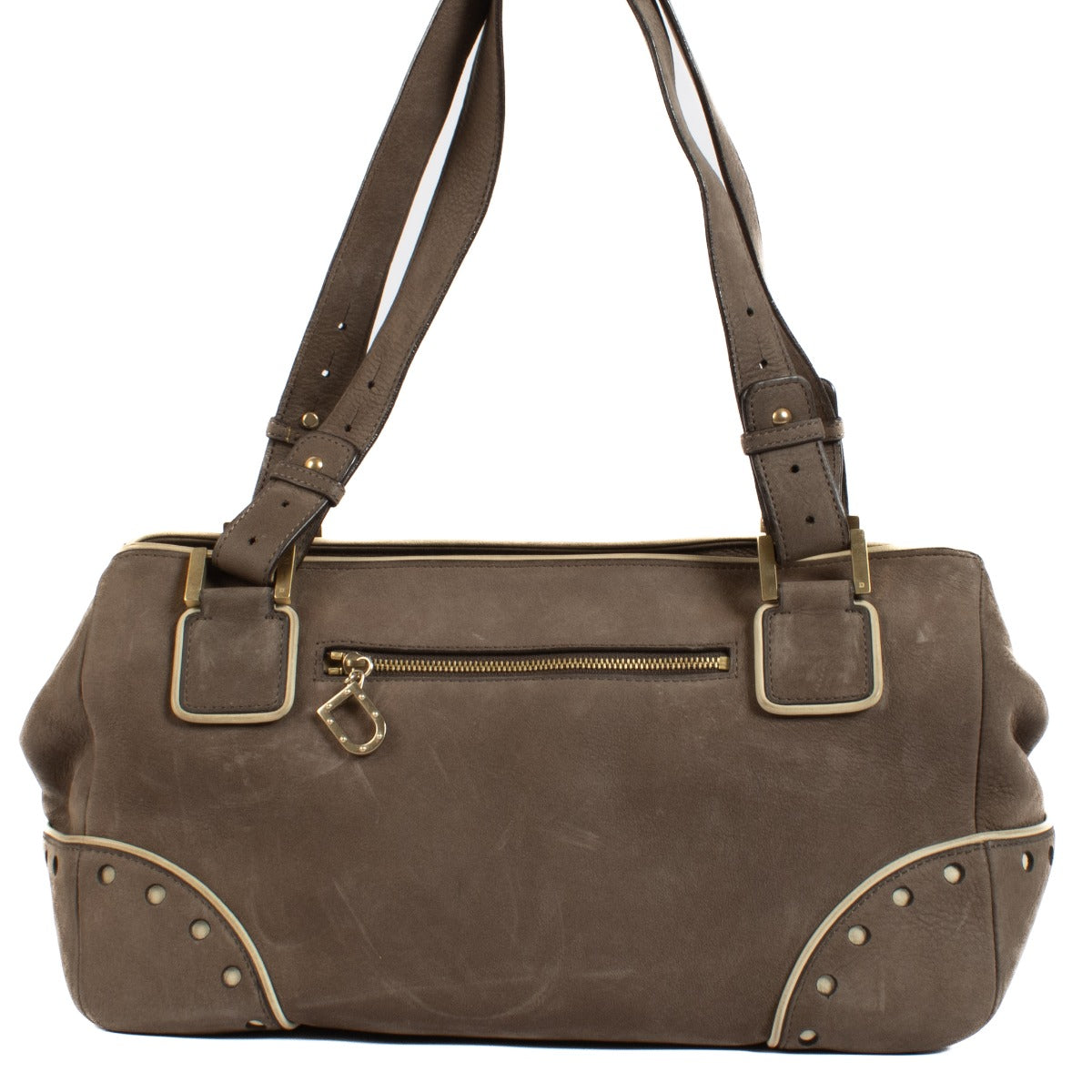 Shop safe online at Labellov in Antwerp, Brussels and Knokke this 100% authentic second hand Delvaux Taupe Nubuck Bag