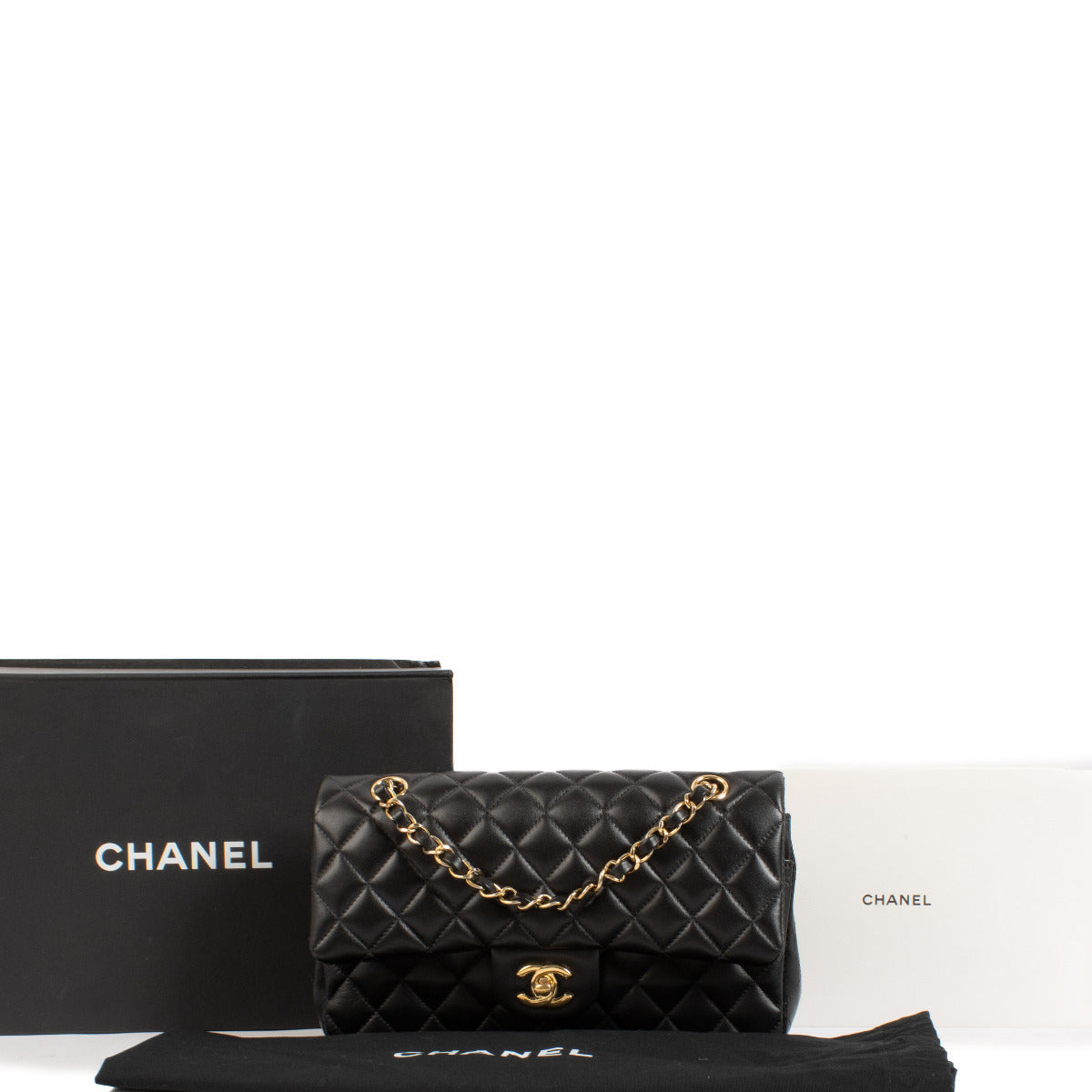 Chanel Black Medium 11.12 Classic Flap Bag GHW aan de beste prijs bij Labellov