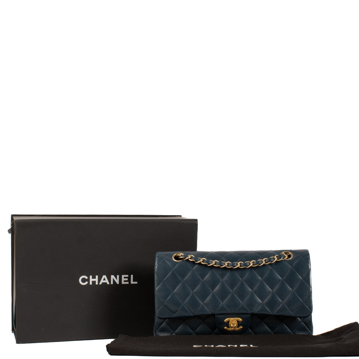Chanel Navy Blue Lambskin 11.12 Medium Classic Flap Bag