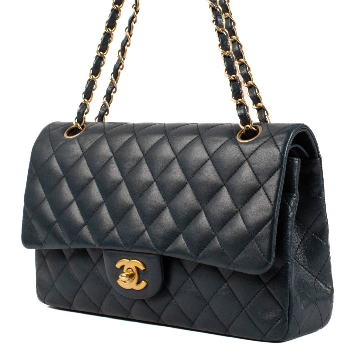 Chanel Navy Blue Lambskin 11.12 Medium Classic Flap Bag