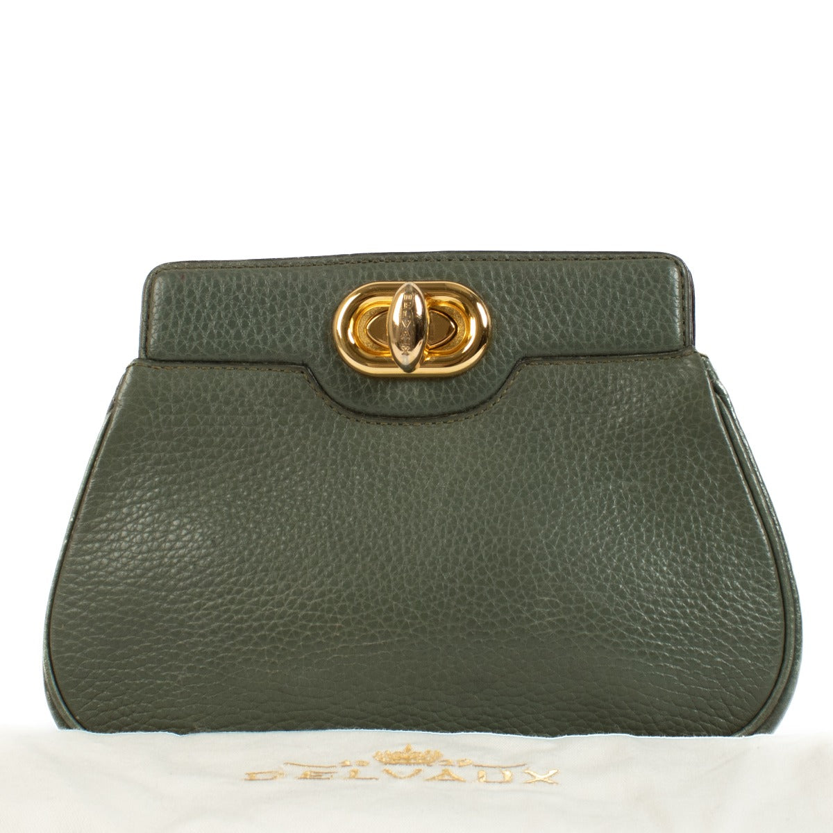 Shop safe online at Labellov in Antwerp, Brussels and Knokke this 100% authentic second hand Delvaux Green Leather Pouch