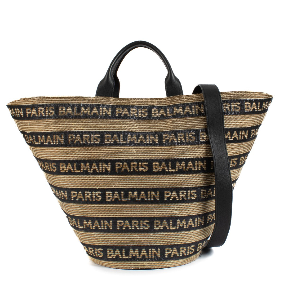 shop 100% authentic second hand Balmain Beige/Black Raffia Tote Bag on Labellov.com