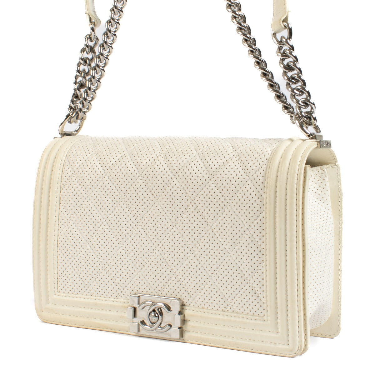Shop 100% authentic secondhand Chanel White Perforated Large Boy Bag on labellov.com