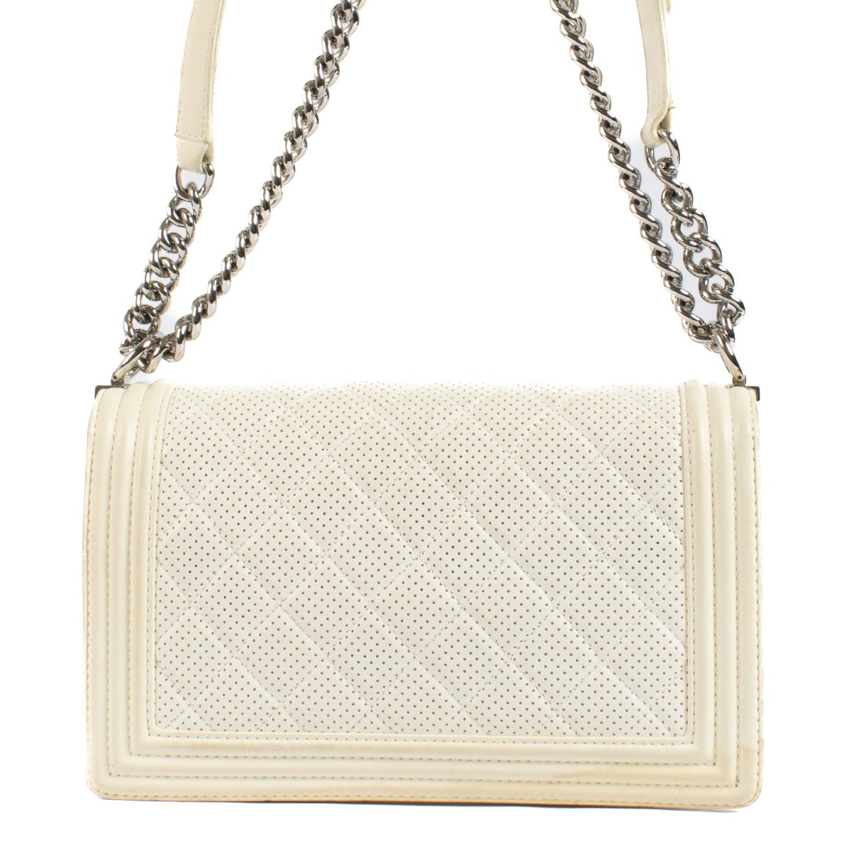 Shop 100% authentic secondhand Chanel White Perforated Large Boy Bag on labellov.com