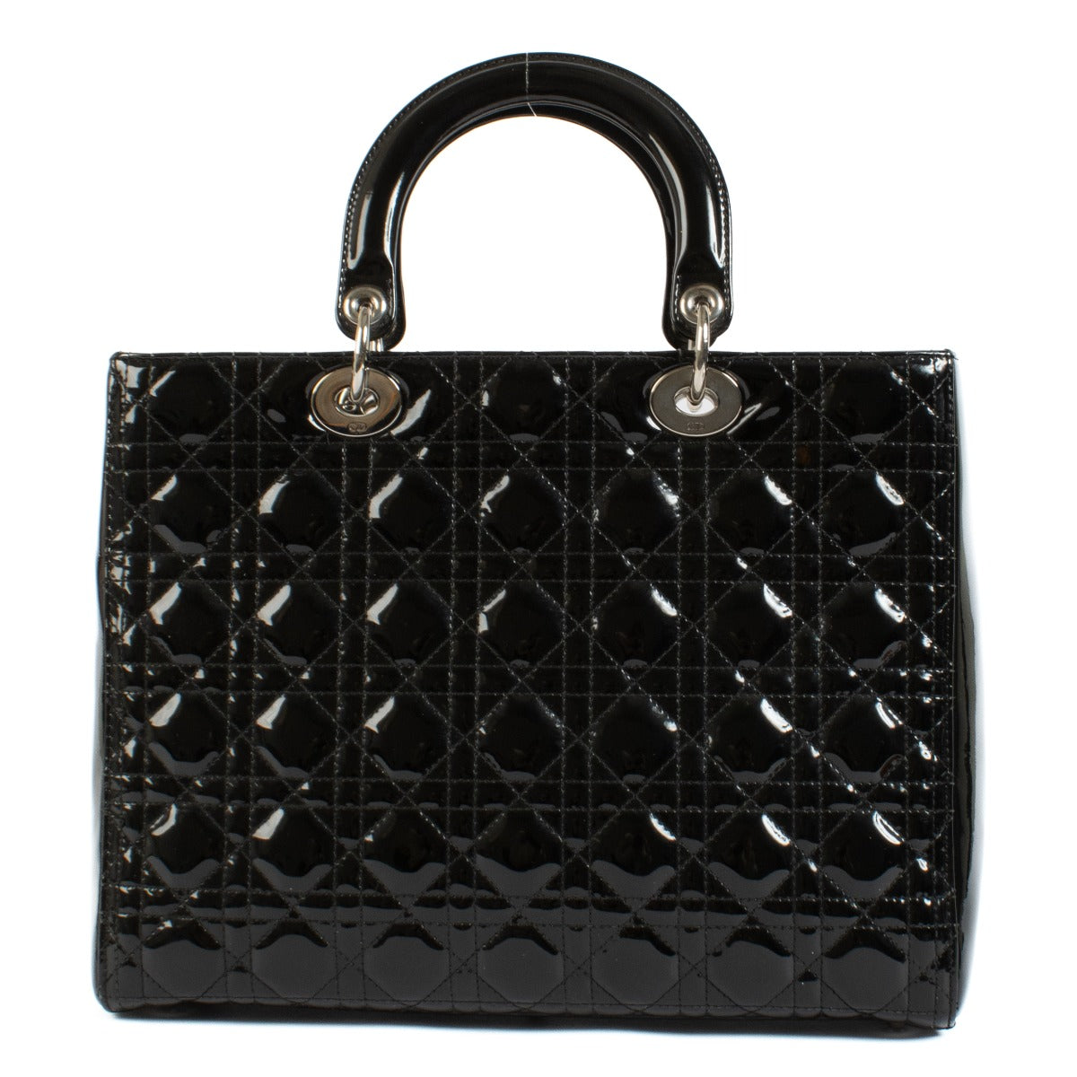 Shop safe online at Labellov in Antwerp, Brussels and Knokke this 100% authentic second hand Christian Dior Black Patent Leather Large Lady Dior Bag