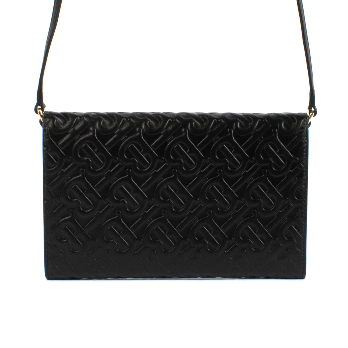 Burberry Monogram Leather Black Wallet On Chain Bag