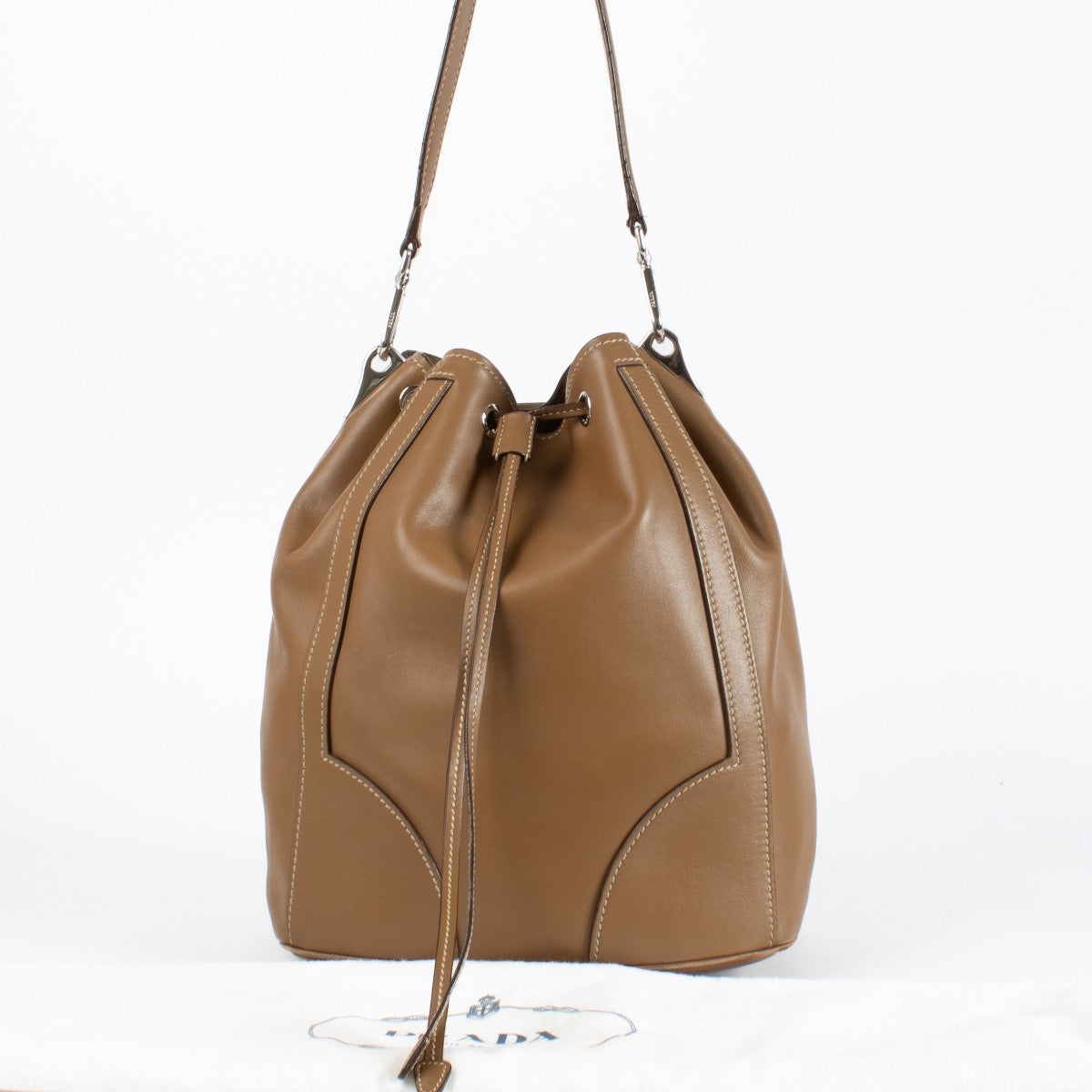 Authentic pre-loved Prada Brown Bucket Bag on Labellov.com
