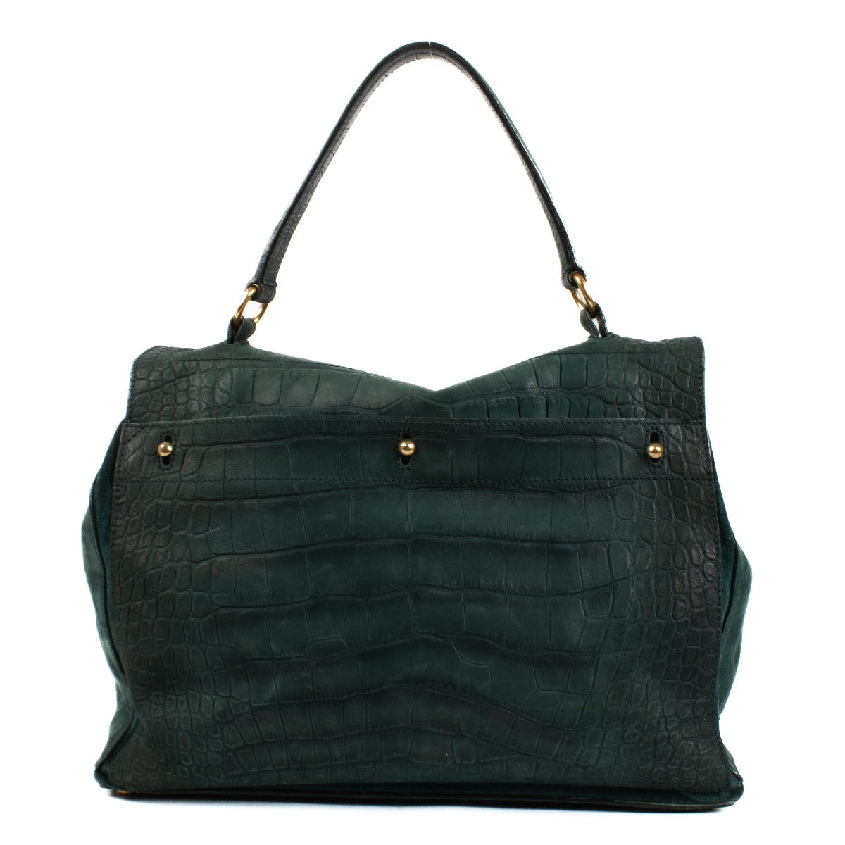 Saint Laurent Groene Krokodilreliëf Nubuck Muse Two Tas