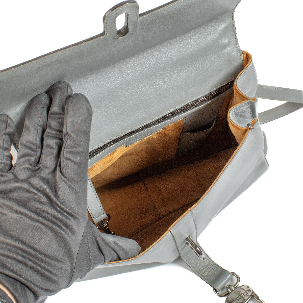 Buy an authentic second hand Delvaux Grey Gin Fizz Shoulder Bag in good condition at Labellov.