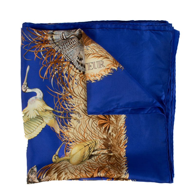Shop safe online at Labellov in Antwerp, Brussels and Knokke this 100% authentic second hand Hermès Blue Equateur 140 Silk Scarf